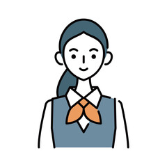 制服を着た女性の上半身イラスト