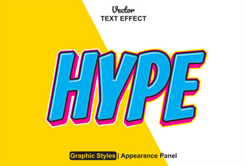 hype text effect with blue graphic style and editable.
