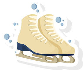 Ski Shoes Sticker Vector Illustration