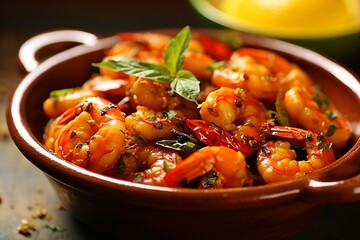 A light yet rounded dish from the south of France, shrimp Provençal is full of plump shrimp and fresh herbs in a bright garlic tomato broth. Generated Ai