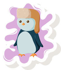 Sticker Of Penguin Wearing A Hat Vector Illustration