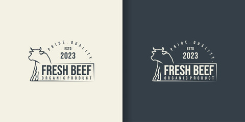 Abstract beef steak logo design. suitable for barbecue illustration logo - obrazy, fototapety, plakaty