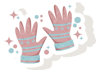 Five Finger Glove Sticker Vector Illustration