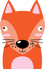 Fox . Foolish face of wildlife animals .
