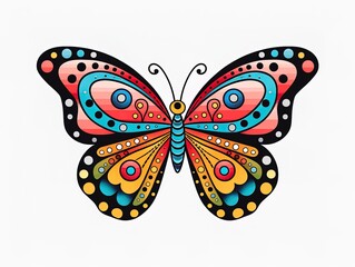Illustration cartoon of cute colorful butterflies. generative AI