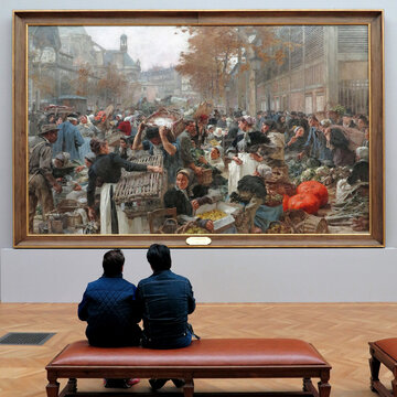 Quadro " Les Halles ", pintura de Leon Lhermitte no Petit Palais, Paris. Fran&ccedil;a.