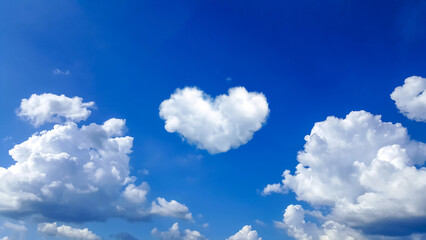Naklejka na ściany i meble White clouds formed to heart shape use for love concepts and valentine background