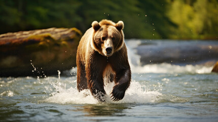 Grizzly Bear Fishing for Salmon