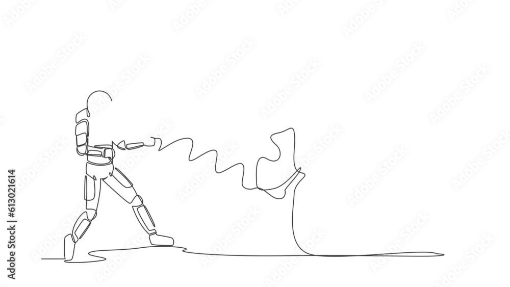 Aufkleber animated self drawing of continuous line draw of astronaut struggling to pull heavy money bag in moo