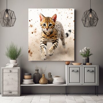 Cheetoh Kitten Running Across Room