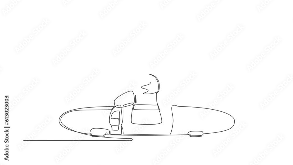 Aufkleber animated self drawing of continuous line draw astronaut emerges from hole. failure to take advantage