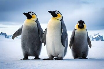 Fototapeta na wymiar two penguins on the rocks