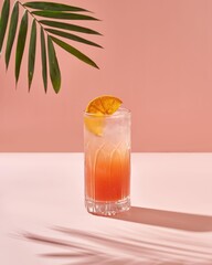 a glass of drinking water, cold lemon tea, beach atmosphere
