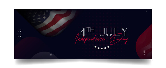 USA Independence day 4th July banner template. Greeting card with a flag of America.