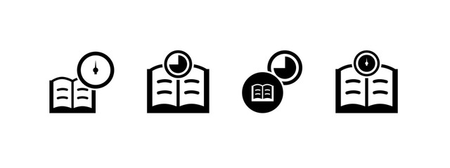 flexible learning icon vector illustration. book with time icon concept.