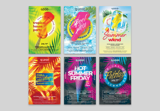 Tropical Summer Pool Party Event Flyer Poster Layout