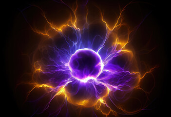 Colorful Purple Gold Plasma Atom Star Explosion Electricity Particle AI 