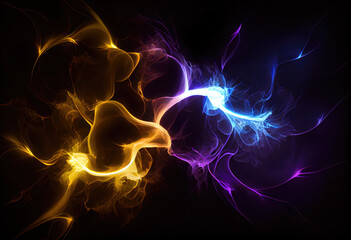 Colorful Purple Gold Plasma Atom Star Explosion Electricity Particle AI