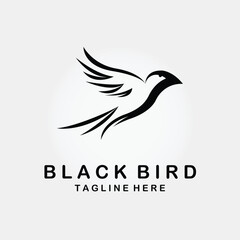 Fototapeta na wymiar black bird logo line art design