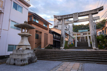 Nagasaki, Japan - Nov 28 2022: Suwa Shrine is a major Shinto shrine, it's established as a way of stopping and reverting the conversion to Christianity that took place in Nagasaki