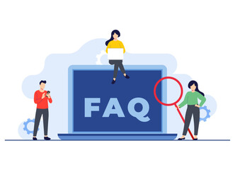 Fototapeta premium Frequently asked questions concept flat illustration vector template, FAQ concept for landing page, mobile app, web banner, infographics