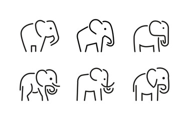 elephant wild animal icons set vector, sign, symbol, logo, illustration, editable stroke, outline design style isolated on white linear