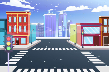 Winter Scene Flat Design Illustration