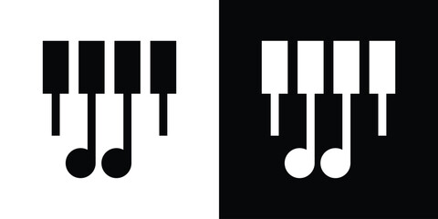 logo design piano and note music icon vector illustration © Mas_W
