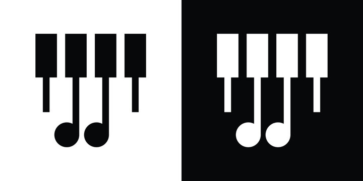 logo design piano and note music icon vector illustration