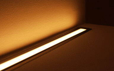 LED indirect lighting wall interior.	