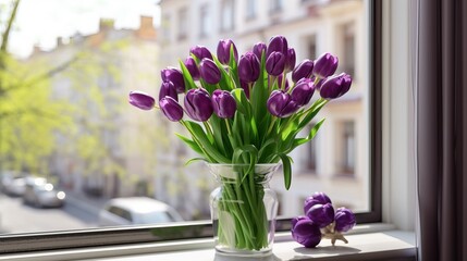 Beautiful Fresh Purple Tulips