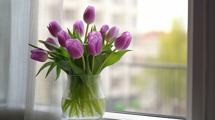 Beautiful Fresh Purple Tulips