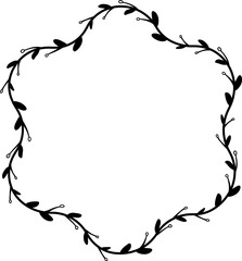 Hexagram frame isolated branches flower wreath leaf floral vector decoration border botanical minimalist wedding frames congratulations anniversary valentine winner award romantic 