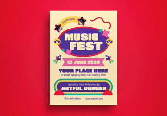 Cream 70s Retro Music Festival Flyer Layout