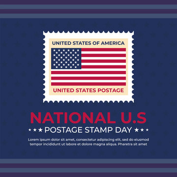Postage Stamp with USA America flag. Vector illustration for National U.S. Postage Stamp Day on July 1