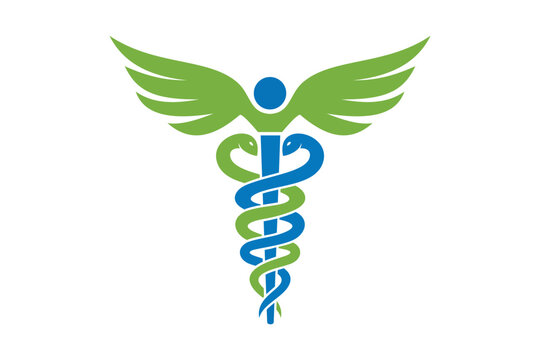 healthcare logo, caduceus medical symbol icon vector template