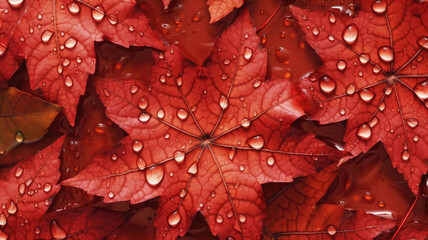 Fototapeta premium Background of Maple Leaf , HD, Decorate with water drops, Background Wallpaper, Desktop Wallpaper , Generative Ai