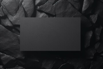 Blank Black Business Card Mockup on a Textured Stone Background Generative AI