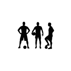 Fototapeta na wymiar Soccerplayer silhouette. Soccerplayer black and white illustration.