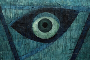 Obraz na płótnie Canvas Abstract painting illustrating the concept of being watched, paranoia and espionage, generative ai illustration