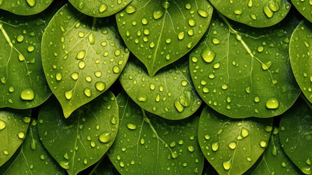 Background of Poplar Leaf , HD, Decorate with water drops, Background Wallpaper, Desktop Wallpaper , Generative Ai