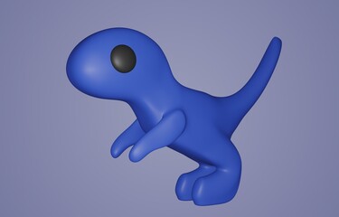 cute blue 3d dinosaur