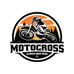 Biker riding adventure motorbike illustration logo vector