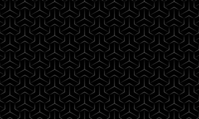 Grey polygon geometric seamless pattern on black background. Vector Repeating Background.