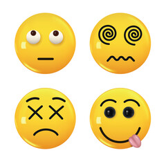 Set of 3d icon yellow color smile emoji. Set Icon Smile Emoji. Vector