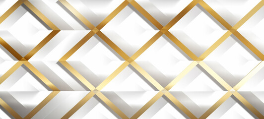 Luxury abstract white metal background with golden light lines.  geometric texture illustration. Bright grid pattern. Pure white horizontal banner wallpaper. Elegant BG