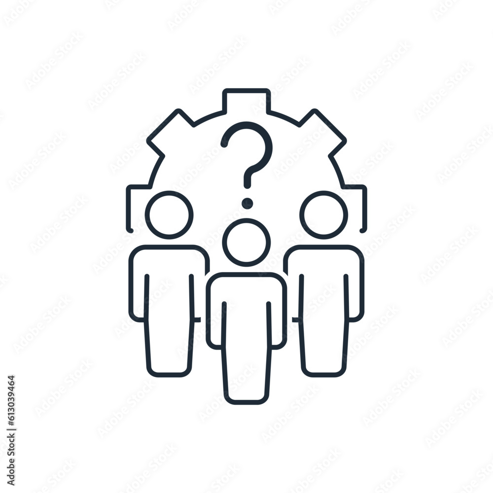 Poster a group of people and a mechanism with a question mark. the general question is the solution of soci