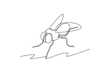 Continuous one line drawing insects concept. Single line draw design vector graphic illustration.