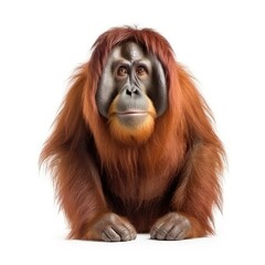 Graceful Orangutan Monkey with White Background. Generative AI.