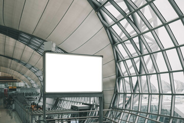 Fototapeta premium blank advertising billboard at terminal of airport.